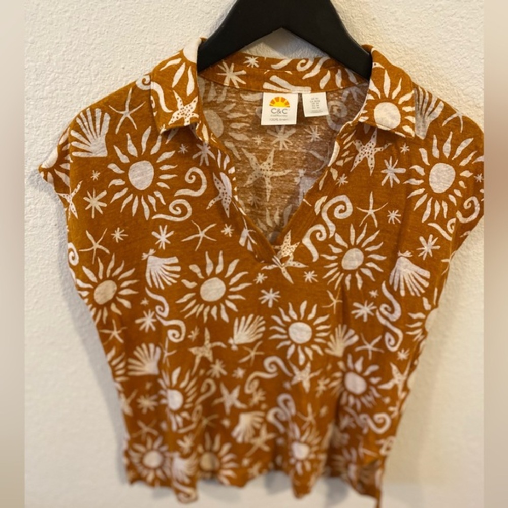 C&C  Cropped  Orange Blouse Womens Size M